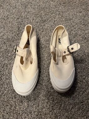 Vans Cream Canvas Mary Jane Sneakers